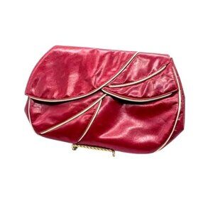 Vintage Barbara Bolan Red Italian Leather Clutch Bag